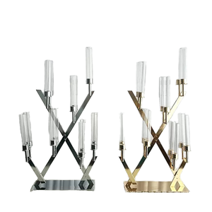 Gold Metal Iron Waterproof Handmade Durable Candelabra <b>Candle</b> Holders Metal Multi T-Light Holder for Elegant <b>Weddings</b> Valentine' - Product Image 1