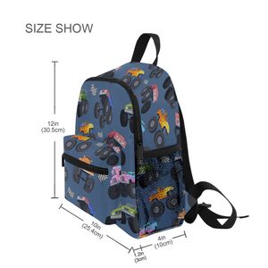 New Arrival Cartoon Race Truck <b>Backpack</b> 12in Polyester Softback Book Bag With Zipper Pockets Daypack for Kids girls boys - Product Image 4