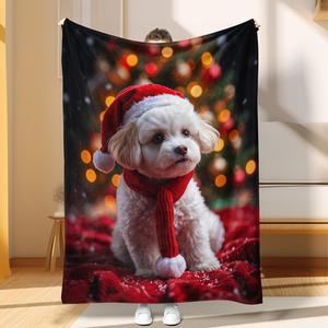 Christmas Santa Flannel Blanket <b>Throw</b> Blanket Nap Blanket Xmas Gift Holiday Decor Skin Friendly Reversible <b>for</b> Bed Sofa <b>Couch</b> - Product Image 4