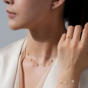 Dubai горячий набор 18k из чистого золота цветок Заводские аксессуары кулон браслет кольцо серьги ожерелье женский комплект ювелирных украшений