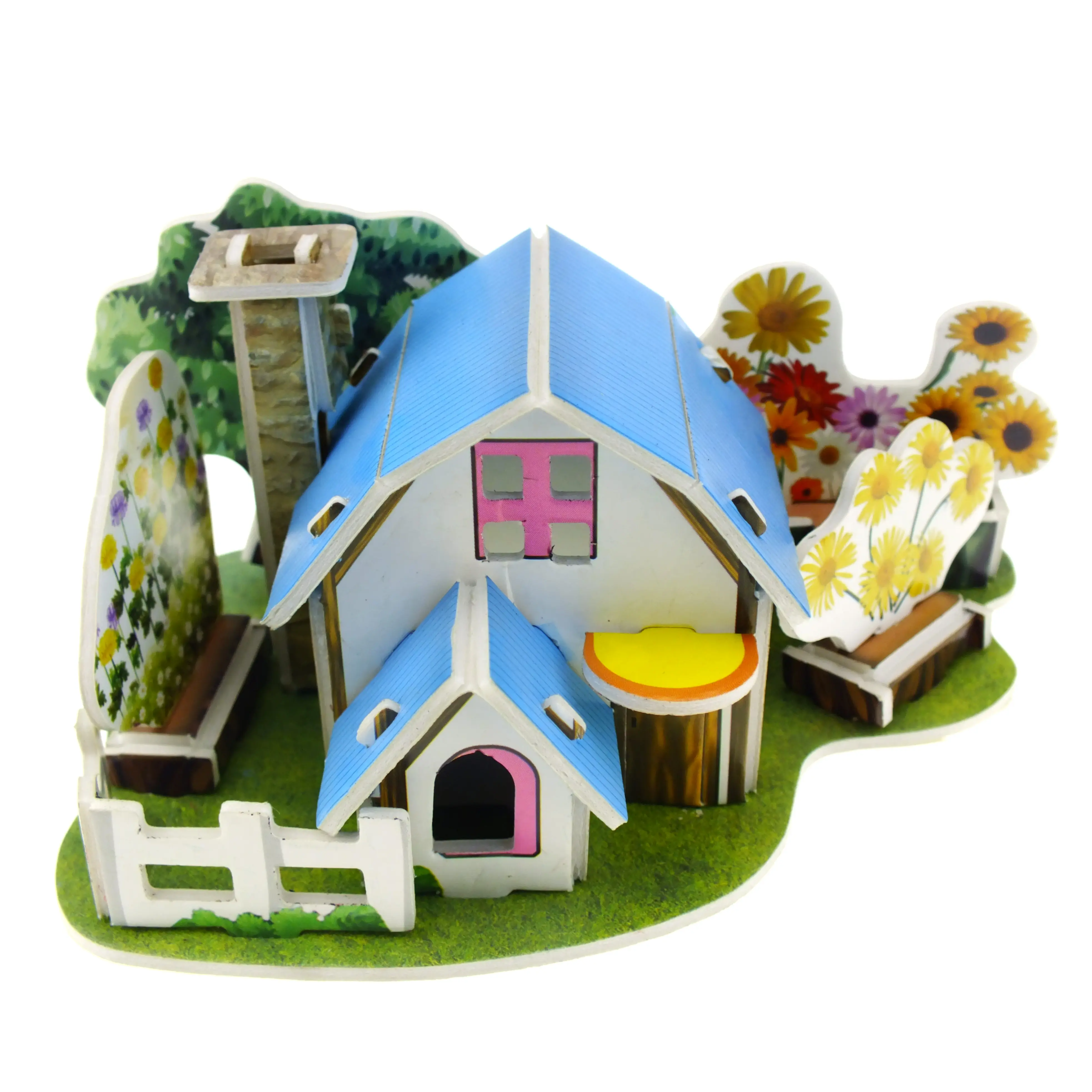 Puzzle 3D de papier, modèle, jouets éducatifs de Villa et de jardin, vente en gros