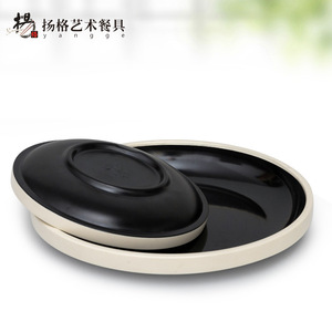 Vaisselle d'art Yangge en terre cuite, assiettes et bols ronds bicolores, durables, pour usage quotidien en hôtel et restauration - Product Image 3