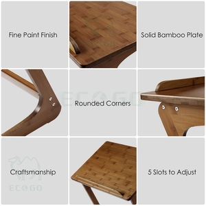 Mesa auxiliar de bambú a prueba de humedad Mesa de sofá alta en forma de Z con escritorio para computadora portátil de inclinación ajustable para trabajo de oficina - Product Image 5