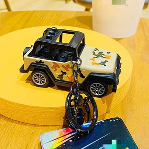 Hot Selling Plastic Metal Keyring Schoolbag Pendant Car Keychain Mini Cartoon Camouflage Jeep <b>Model</b> Keychains - Product Image 4