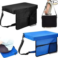 Coussin de siège imperméable en mousse EPE Oxford rembourré avec sangle d'épaule et poches de rangement, portable, 2 pièces, pour le sport, le camping, la plage