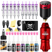 Kit de stylo à tatouer sans fil à succès transfrontalier avec écran LED, batterie rechargeable et réglage de la tension 0.1V en aluminium WTK-106