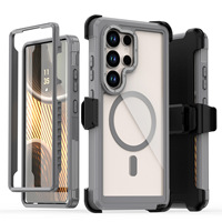 Étui de protection transparent magnétique de luxe 3-en-1 avec clip arrière pour Samsung S25 S26 S24 A17 A07 A18 A08 – Coque de téléphone Defender Fundas