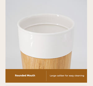 Tasse en céramique de sublimation de haute qualité avec coque en bambou, capacité de 350 ml/12 oz, tasses en porcelaine avec couvercle réglable - Product Image 5