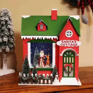 灯光音乐仿真雪圣诞家居装饰纸房子模型圣诞老人娃娃玩具其他圣诞玩具儿童礼物