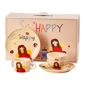 2025 nouveauté maison vaisselle ensemble mignon bols de riz en céramique pour un bols jetables colorés pour pendaison de crémaillère nouvel an cadeau - Product Image 1