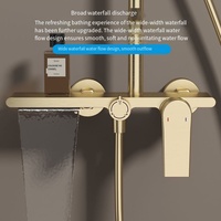 Ensemble de douche en laiton brossé avec fonction pluie et massage, robinet de baignoire, système de douche rond moderne pour salle de bain d'hôtel