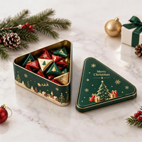 Boîte en métal triangulaire personnalisée pour cadeaux de Noël, qualité alimentaire, pour chocolats, bonbons, biscuits, avec couvercles, emballage de fêtes