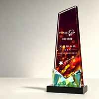 Trophée en cristal à facettes avec base en cristal, accessoire pour cérémonie de remise de prix, reconnaissance d'entreprise