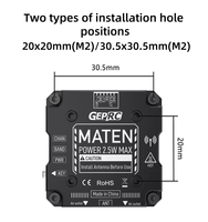 GEPRC MATEN 5.8G 2.5W VTX PRO FPV Transmission d'image Stabilité du signal Réglage des paramètres OSD Refroidissement intégré tout en métal