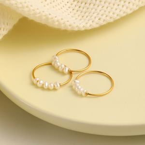 Anillo de Perlas de Agua Dulce Dreamshow, Joyería de Acero Inoxidable Chapada en Oro de 18k, Anillos de Perlas para Mujer - Product Image 2