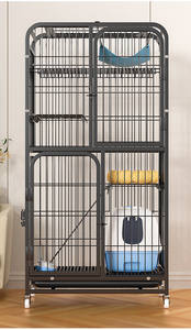 Bouton de cage d'exposition de chat en fil de métal de luxe pliable robuste conception à trois étages taille personnalisable pour une utilisation intérieure/extérieure - Product Image 6