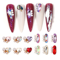 Vente en gros de breloques pour ongles en forme de cœur irisé de la marque YUCAGCI, en alliage et strass, accessoires pour nail art 3D DIY, modèle YUCAGCI 3448
