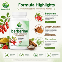 Élixir Vert de Haute Qualité à la Berbérine, Cannelle de Ceylan et Chrome 3000mg – 240 Capsules Végétaliennes pour la Gestion Quotidienne de l'Énergie chez l'Adulte