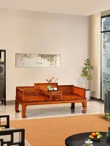 Wen jingxuan Ming phong cách Wang shixiang arhat đi văng giường Gỗ hồng sắc Burma với mô hình hổ Linh Chi đồ nội thất gia đình - Product Image 4