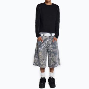 High Quality Retro <b>Camo</b> Real Tree Printed Sublimation 100% Cotton Denim Men's <b>Shorts</b> Custom Baggy Loose Fit Jean Jorts - Product Image 3