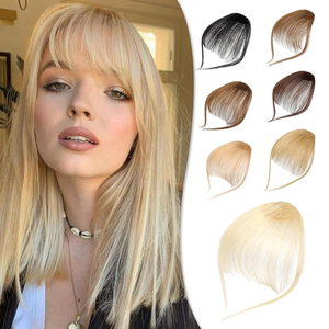 <span class=keywords><strong>Frange</strong></span> à clipser 100 % <span class=keywords><strong>cheveux</strong></span> humains naturels avec mèches latérales, postiches pour femmes, usage quotidien - Product Image 1