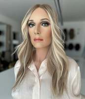Perruque Lace Front en Cheveux Européens Vierges Ondulés Naturels, avec Doublure en Soie, Sans Colle, à Petits Nœuds, pour Femmes Souffrant de Perte de Cheveux