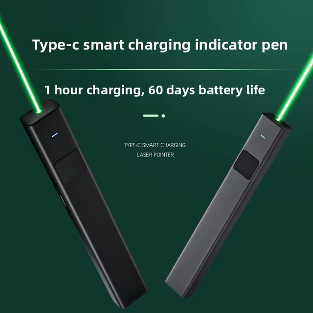 Type C Rechargeable Green Laser Pointer Metal Portable Laser Pen Custom Engravable for Meeting Sandbox Site Indication