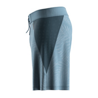Short de bain de créateur pour homme, bleu océan, motif palmiers, côtés respirants en maille, poche sécurisée zippée d'un côté, cordon de serrage à la taille