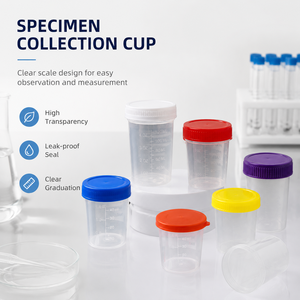 Gobelet de collecte d'urine jetable en plastique PP Degao, récipient gradué pour échantillons avec bouchon à clapet/à vis, plusieurs capacités 10ml-120ml - Product Image 2