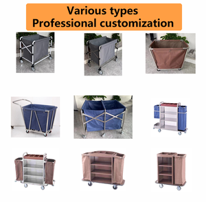 다이닝, 거실, 창고, 홈 클리닝 서비스용 모던 호텔 린넨 접이식 핸드 카트 스테인리스 스틸 세탁 트롤리 - Product Image 6