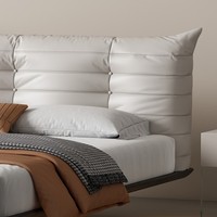 Meubles de chambre à coucher en cuir italien en vente chaude, ensemble moderne de 1,8 m, lit double nordique avec rangement, revêtement en cuir de vache