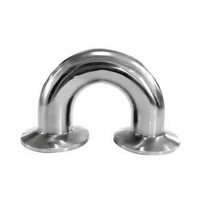 4 u bend Suppliers-SMS304/316L Stainless Steel Sanitary 180 Degree Pipe Bend Elbow U-Type Elbow