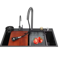 Cascade débit évier de cuisine capteur robinet tactile bol unique évier en acier inoxydable multifonction Commercial usage domestique Offre Spéciale
