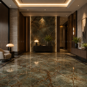 Losa de Mármol Verde Selva Tropical con Vetas de Raíz de Árbol para Paredes Interiores de Lujo, Pisos, Encimeras y Decoración - Product Image 5