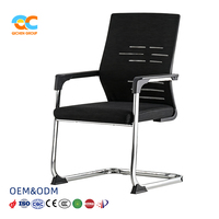 Chaise de bureau ergonomique à dossier haut en maille, certifiée par des experts d'usine, avec base en traîneau et cadre chromé, pivotante, pour manager, conforme BIFMA ISO
