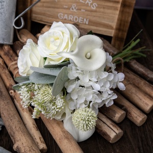 Bouquet de fleurs artificielles Hanami Haruyu, rose blanche, hortensia, calla, lys, décoration de mariage et de maison CF01200 - Product Image 1