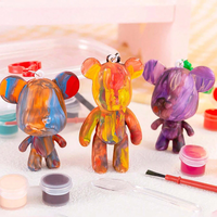 Pendentif Ours Fluide à Peindre Soi-même, Kit de Pendentifs Modèle Ours Violent, Porte-clés en Résine PVC, Figurine en Plâtre à Peindre, Jouet de Coloriage