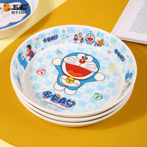 Five Cartoon Melamine Children's Plates Round Shallow Dish For Kids Durable Tableware Gift Wholesale - Product Image 2