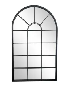 vintage großer bogen schwarz metall gerahmt spiegel groß langer körper boden volle länge ankleidefenster raster wand spiegel unregelmäßiger spiegel