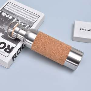 Gourde isotherme en métal à double paroi avec logo personnalisé, isolation sous vide, bouteille d'eau de yoga antidérapante avec manchon en liège fin détachable - Product Image 5