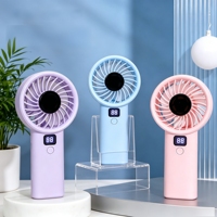 Ventilateur portable USB, mini ventilateur à main, moteur sans balais, ventilateur silencieux avec affichage LED pour le bureau, les voyages, l'extérieur, la voiture, le camping-car