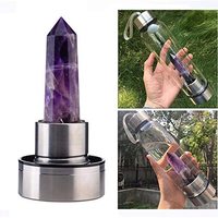 Bouteille d'Eau en Verre de Quartz à Pierres Précieuses de Guérison avec Cristal, Logo Personnalisé en Gros