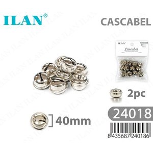 ILAN Cascabel Campanella argentata da 40 mm per perline di abbigliamento, confezione da 2 pezzi - Product Image 1