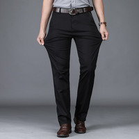Pantalon slim pour homme en mélange de coton avec taille élastique, idéal pour les tenues décontractées professionnelles, les trajets quotidiens et les activités de plein air