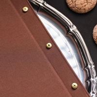 Porte-menus en tissu moderne de luxe en lin avec logo personnalisé estampé à chaud, pour restaurant et café, pliable avec rivets, à feuilles mobiles