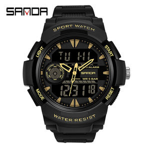 SANDA Fashion – montre numérique pour hommes, étanche aux chocs, double montre-bracelet LED, réveil, réveil, horloge Cool, 6002 - Product Image 4