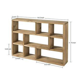 Mộc Mạc Nâu sưu tầm kệ trưng bày, treo tường kệ đơn vị với 9 ngăn gỗ treo hộp bóng - Product Image 6