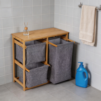 Panier à linge moderne en bambou à 3 tiroirs, organisateur de rangement