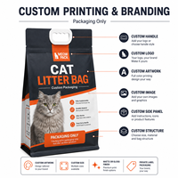 Sac d'emballage pour aliments pour animaux de compagnie avec logo personnalisé, sachet plat à fond plat avec fermeture éclair, recyclable, impression flexo, finition mate pour aliments secs pour chats