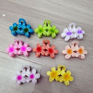 Pinza de Pelo Estilo Europeo con Flor de Frangipani Degradada, Clip de Tiburón, Accesorios para el Cabello Estilo Vacaciones en la Playa - Product Image 2